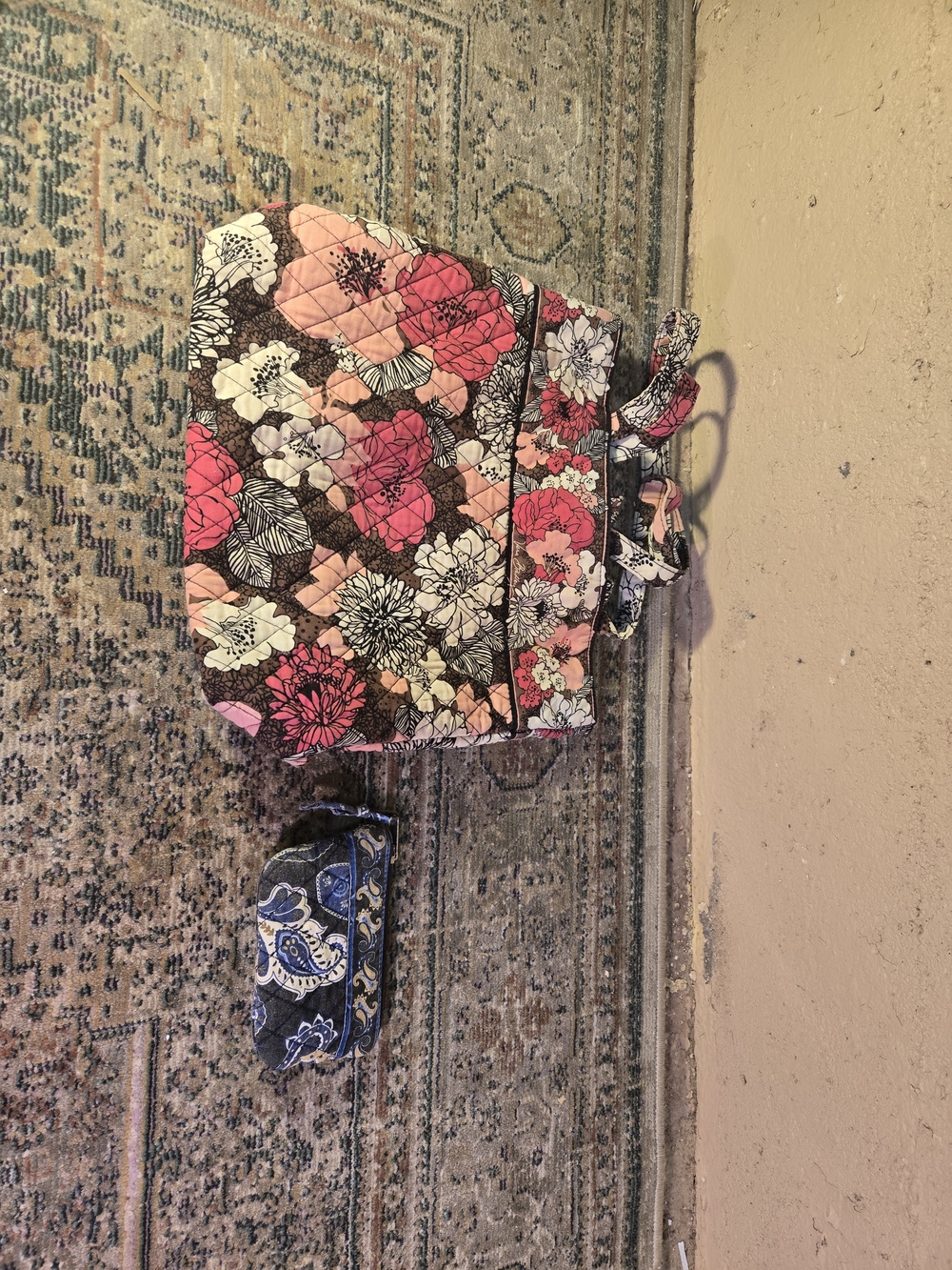 Vera Bradley Mocha Rouge Tote Bag Purse Quilted Floral Pink/Brown Retired Print
